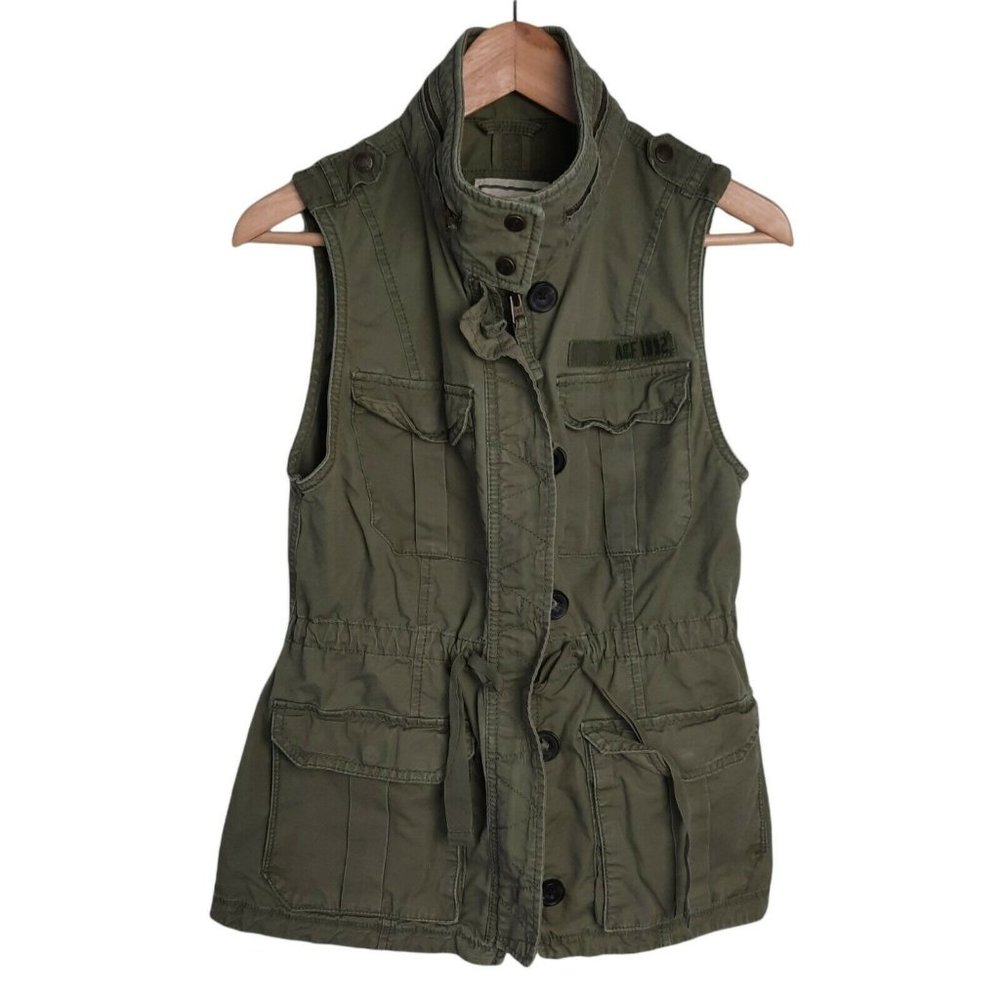 Abercrombie and Fitch Womens Green Full Zip Vest Jacket Utility Size Large